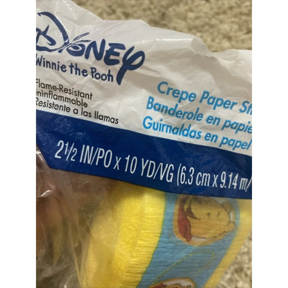 Vintage Winnie the Pooh Disney Baby's Or Toddlers Birthday Crepe Paper Streamer